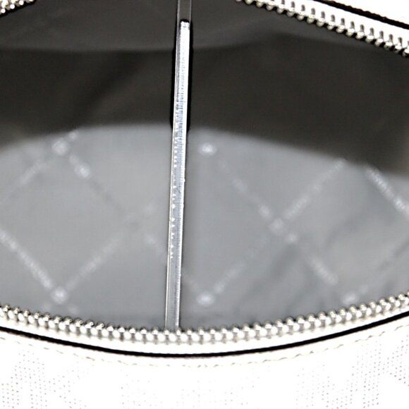 Michael Kors Small Satchel Crossbody White MK Logo Gray Trim NWOT - Picture 6 of 8